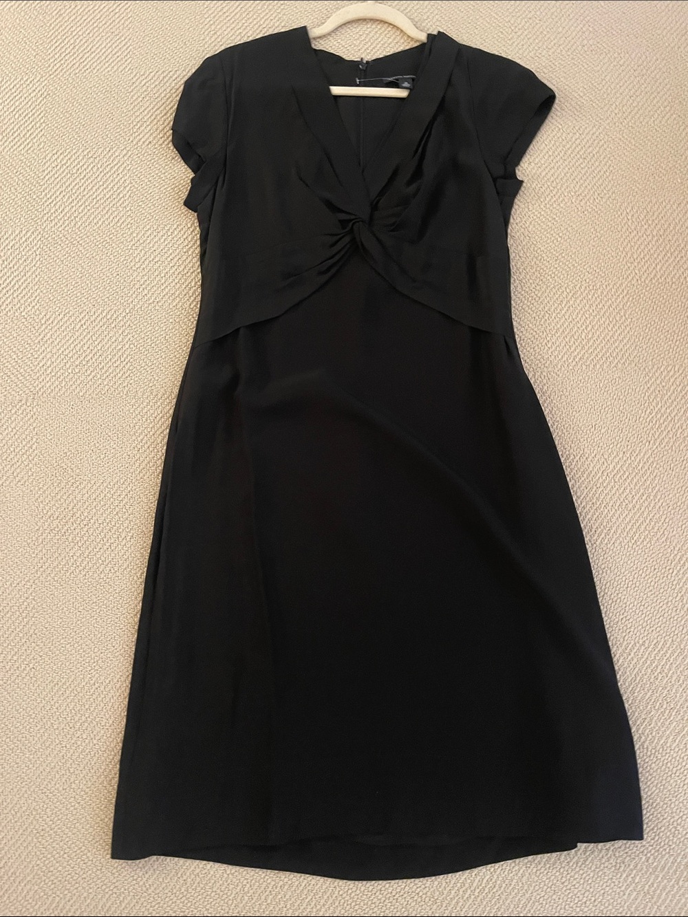 Banana Republic Black Twist-Front Cap Sleeve Midi Dress